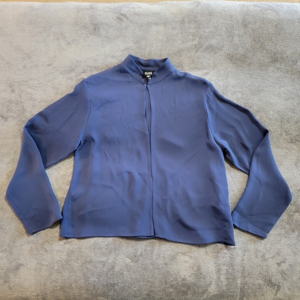 Eileen Fisher Women's Top Clasp Tunic Long Sleeve Open Blouse 100% Silk Size S